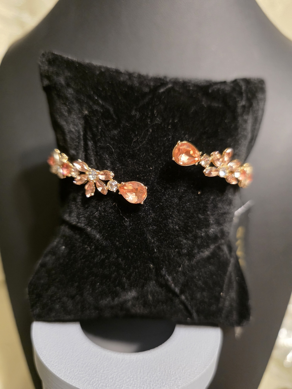 #568 Givenchy Gold-Tone Bracelet with Peach Crystal Accents
